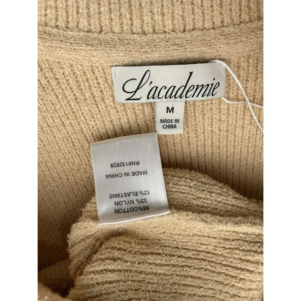 L'Academie Contrast Trim Beige Elektra Vest Size M